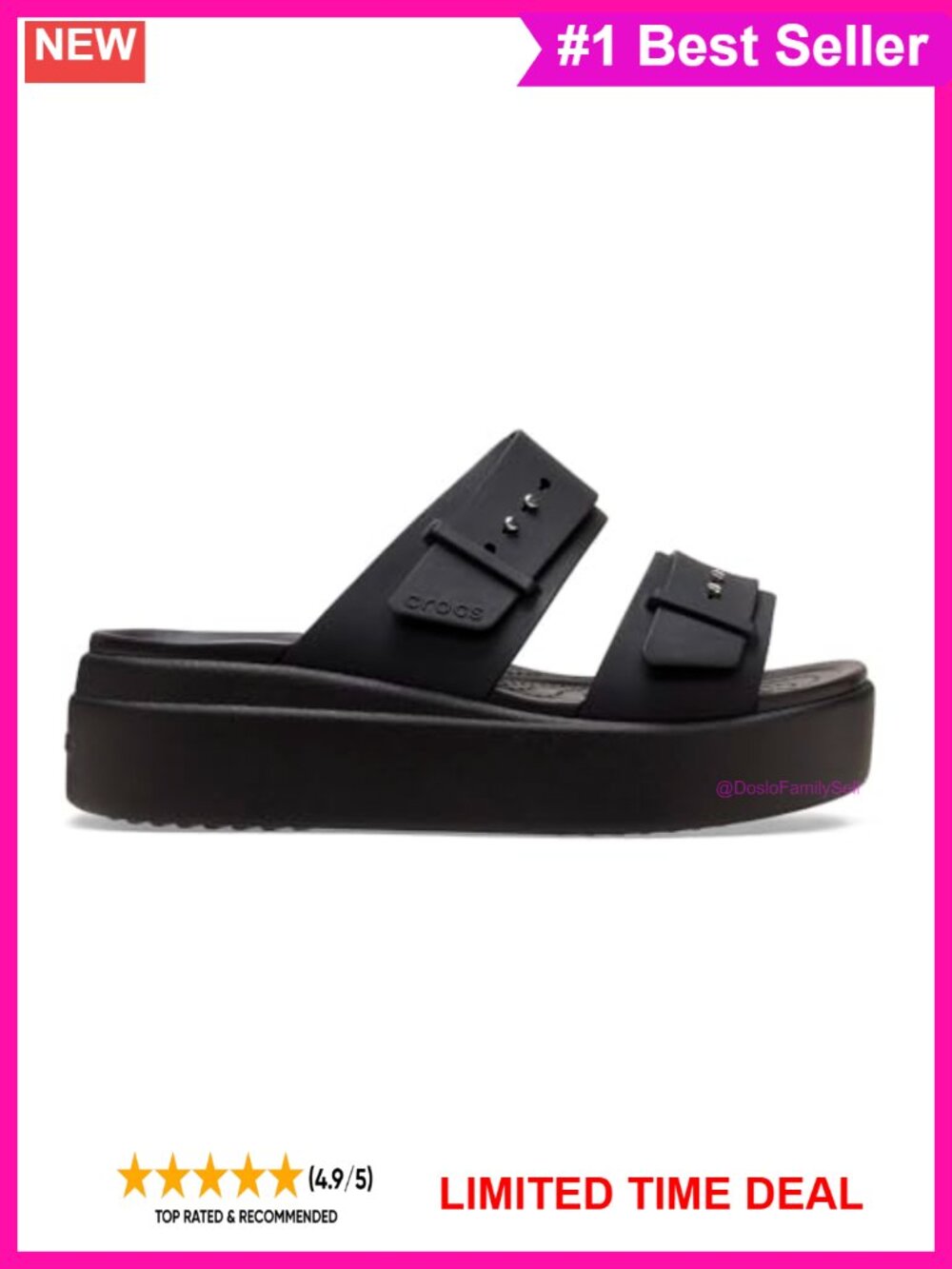 Crocs Brooklyn Buckle Low Wedges Lightweight Croslite Foam Sandal
